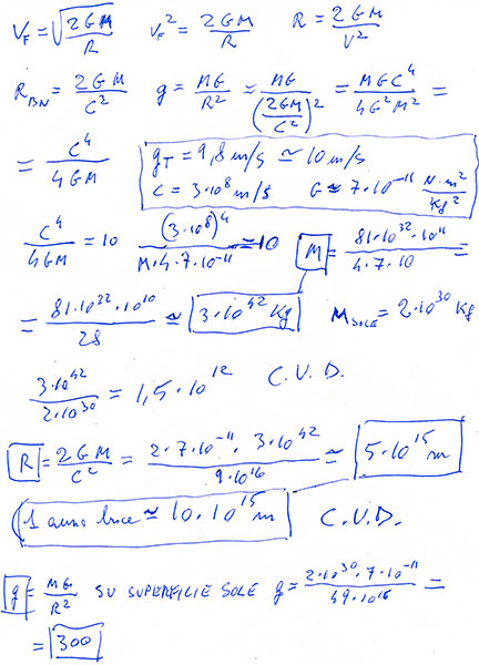 calcolo velocità di fuga